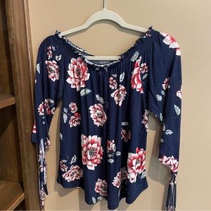Floral 3/4 Sleeve Off the Shoulder Top - size XL